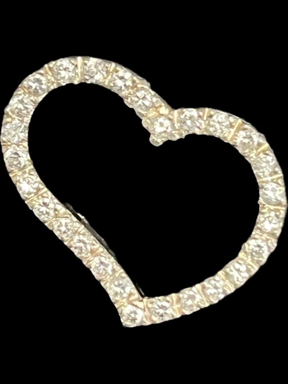 Suzanne Somers Vintage CZ floating heart cubic zirconia sterling silver pendant